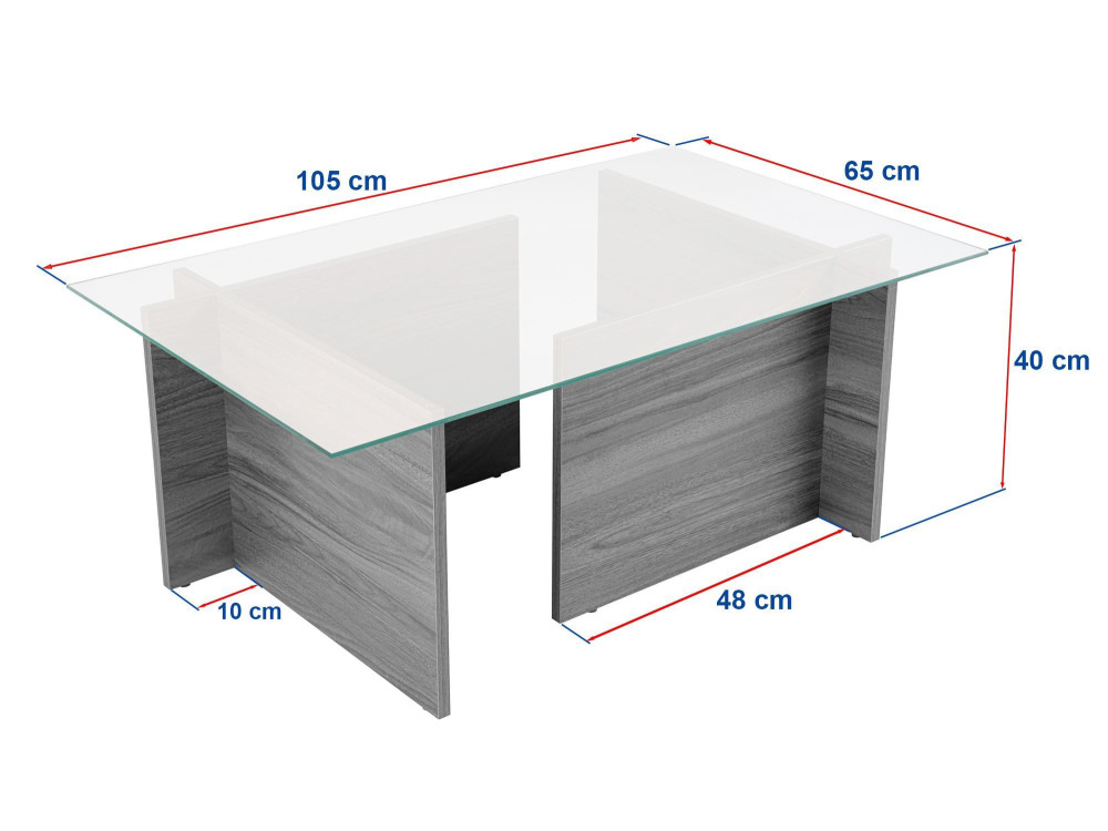 Tavolino in vetro "Vetrino" 105 x 65 x 40 cm - Rovere miele