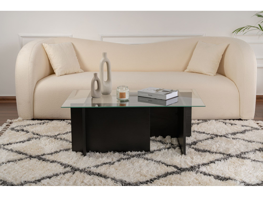 Tavolino in vetro "Vetrino" 105 x 65 x 40 cm - Legno nero