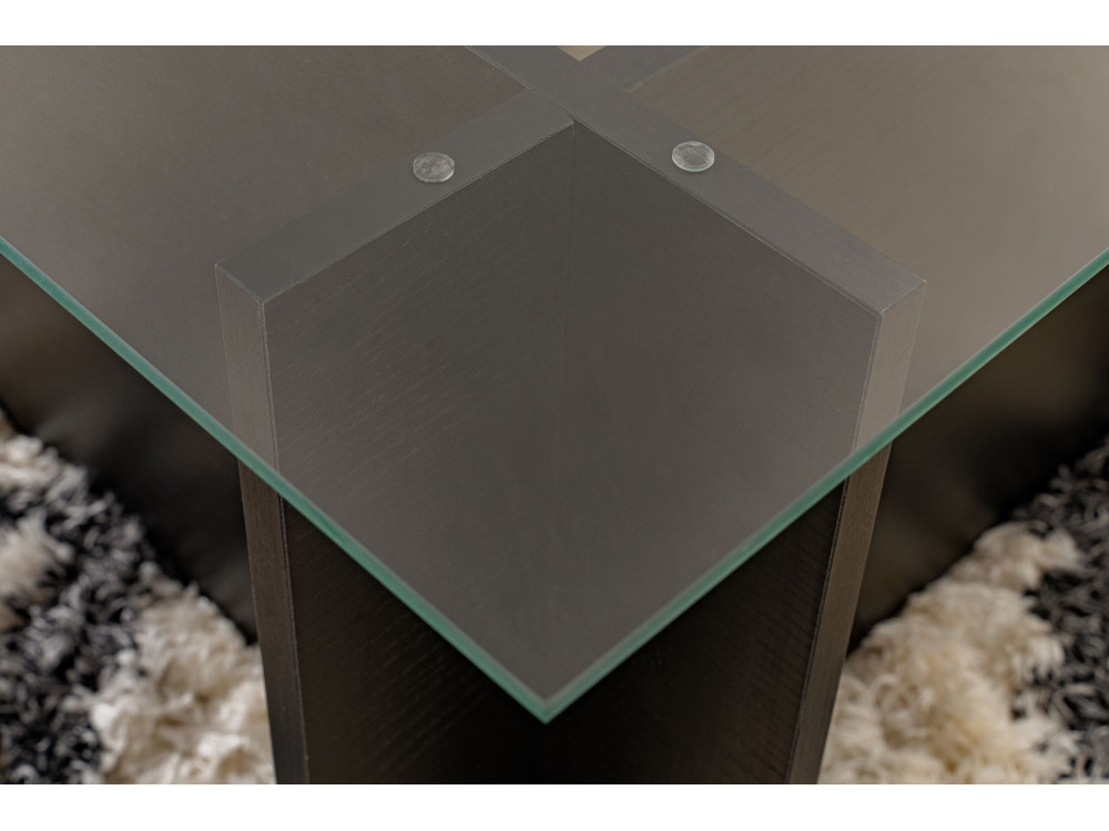 Tavolino in vetro "Vetrino" 105 x 65 x 40 cm - Legno nero