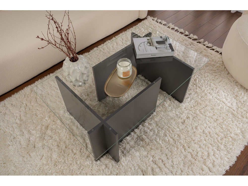 Tavolino in vetro "Vetrino" 105 x 65 x 40 cm - Antracite