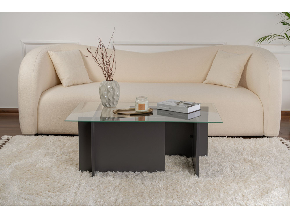 Tavolino in vetro "Vetrino" 105 x 65 x 40 cm - Antracite
