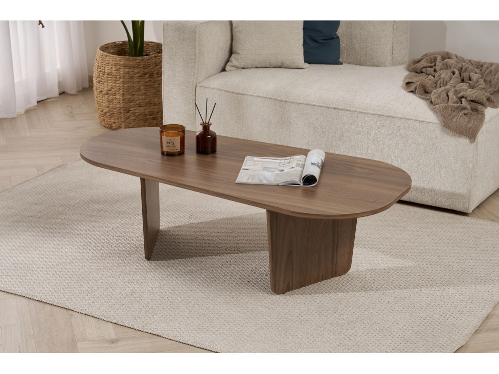 Tavolino da caffè in legno "Ovalis" - 130 x 65 x 40 cm - Noce