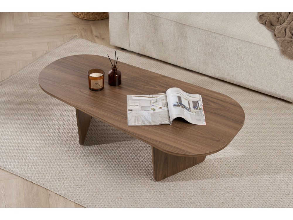 Tavolino da caffè in legno "Ovalis" - 130 x 65 x 40 cm - Noce