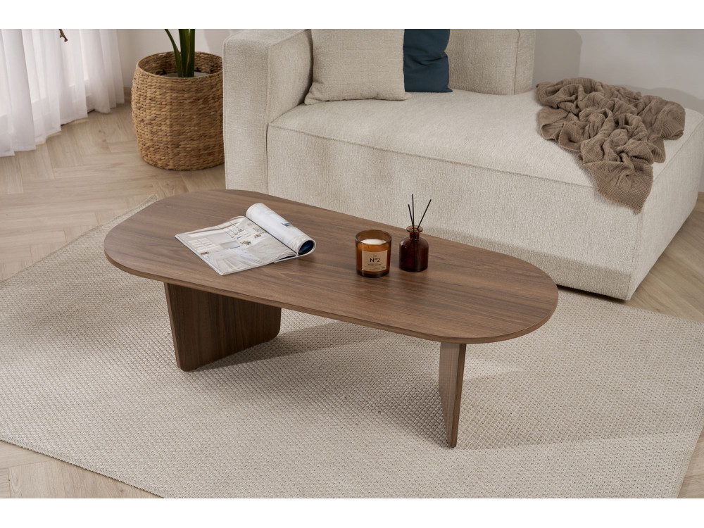 Tavolino da caffè in legno "Ovalis" - 130 x 65 x 40 cm - Noce