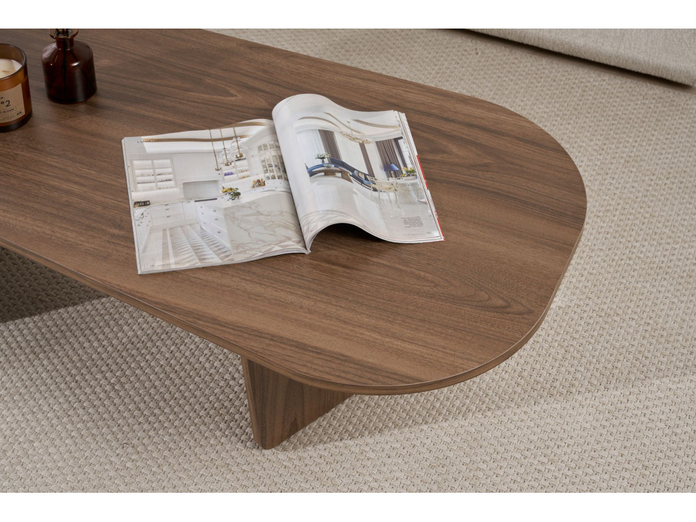Tavolino da caffè in legno "Ovalis" - 130 x 65 x 40 cm - Noce