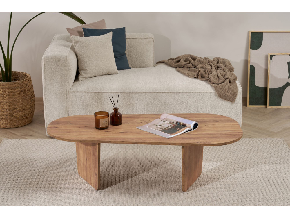 Tavolino da caffè in legno "Ovalis" - 130 x 65 x 40 cm - Pino atlantico