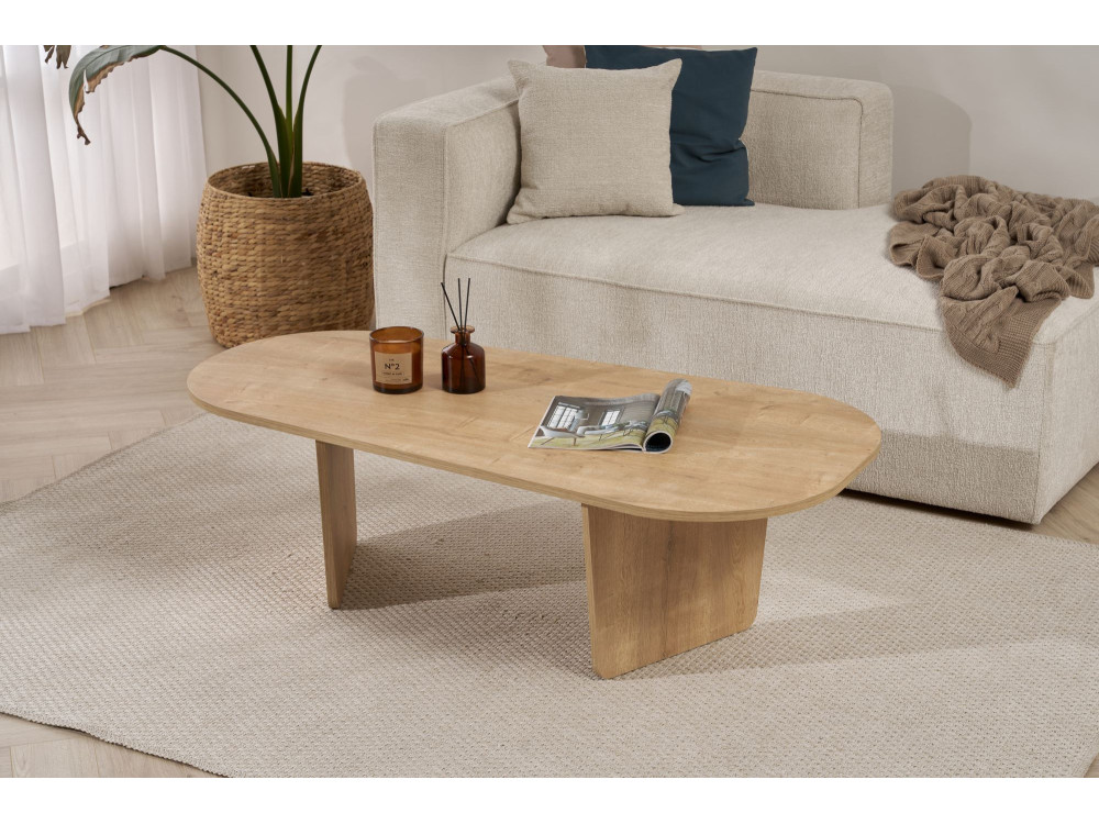 Tavolino da caffè in legno "Ovalis" - 130 x 65 x 40 cm - Rovere
