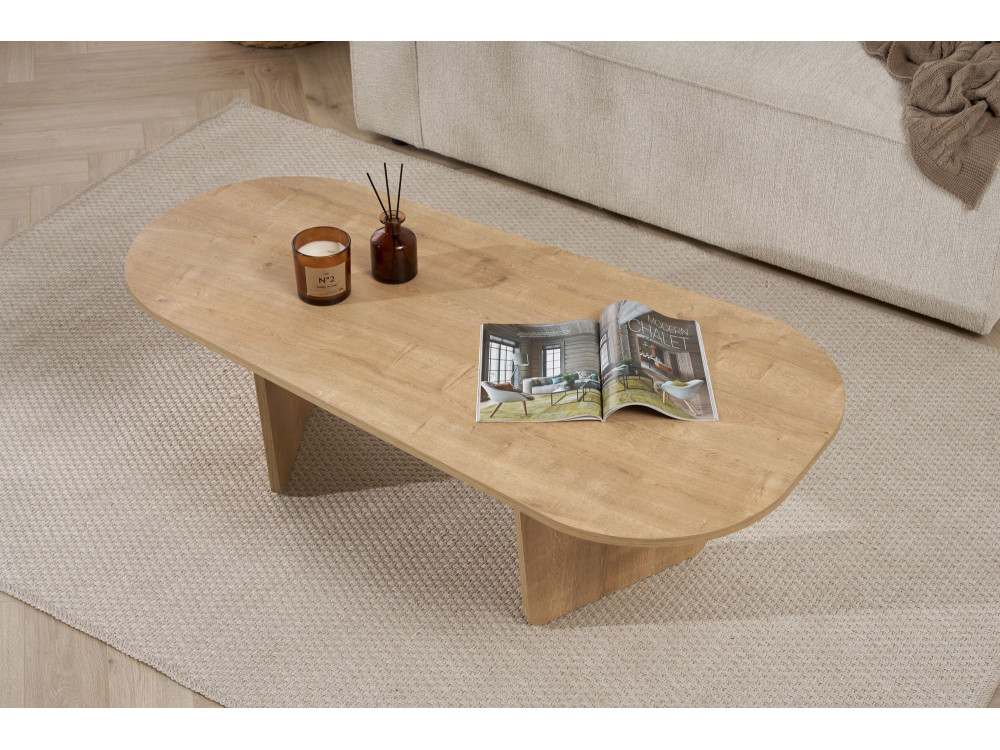Tavolino da caffè in legno "Ovalis" - 130 x 65 x 40 cm - Rovere