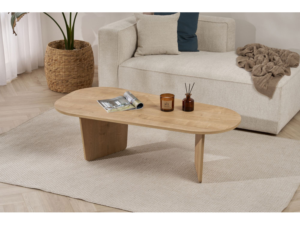 Tavolino da caffè in legno "Ovalis" - 130 x 65 x 40 cm - Rovere