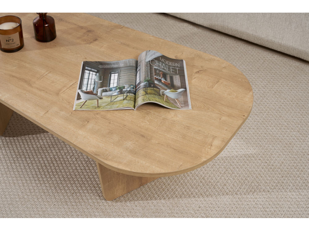 Tavolino da caffè in legno "Ovalis" - 130 x 65 x 40 cm - Rovere