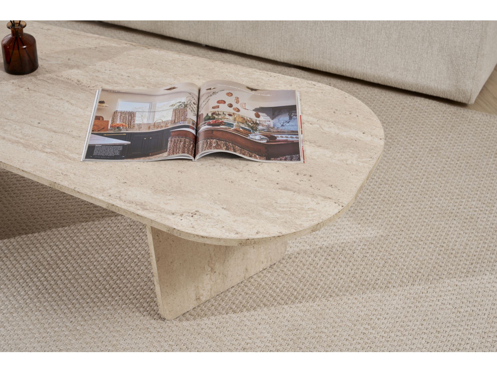 Tavolino da caffè in legno "Ovalis" - 130 x 65 x 40 cm - Travertino