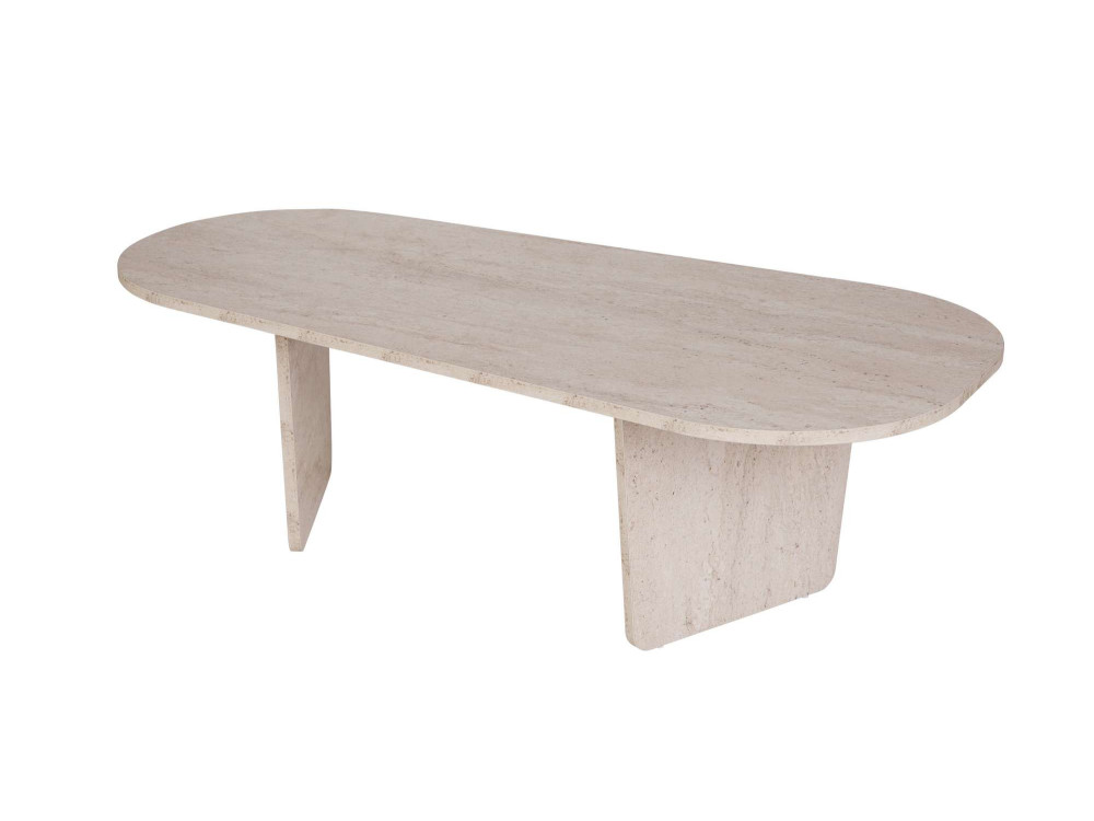 Tavolino da caffè in legno "Ovalis" - 130 x 65 x 40 cm - Travertino