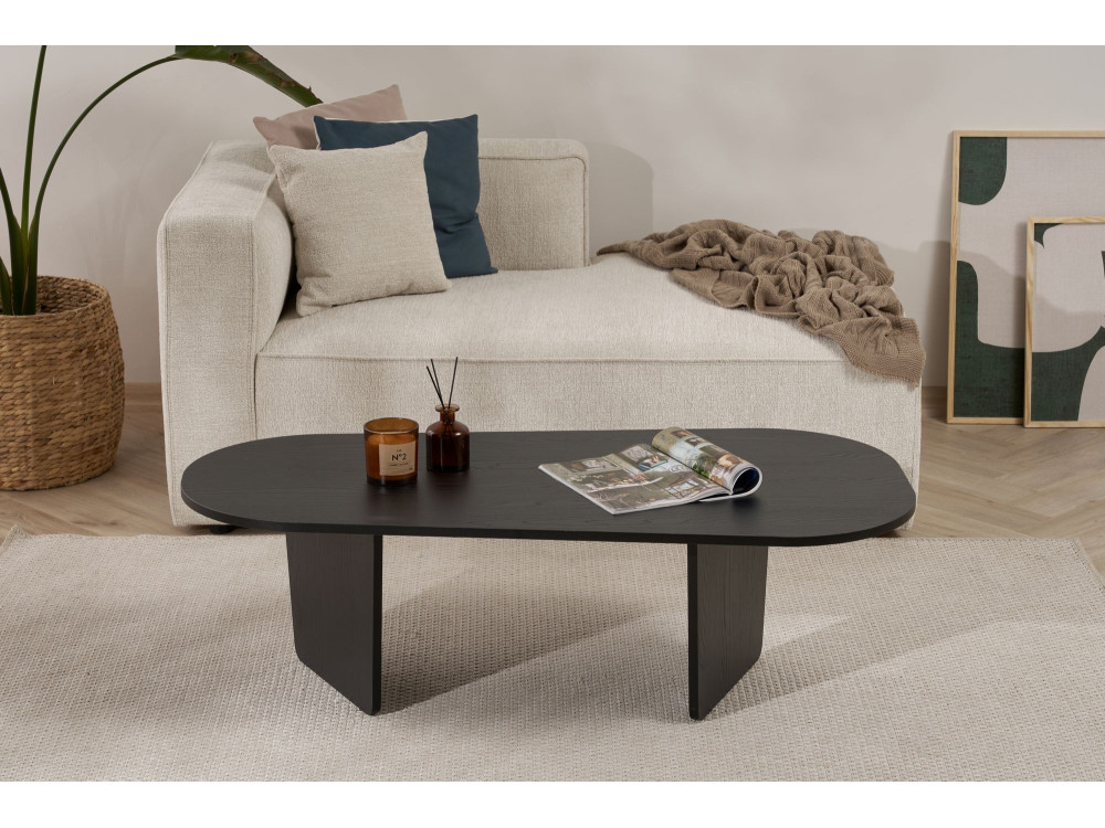 Tavolino da caffè in legno "Ovalis" - 130 x 65 x 40 cm - Legno nero