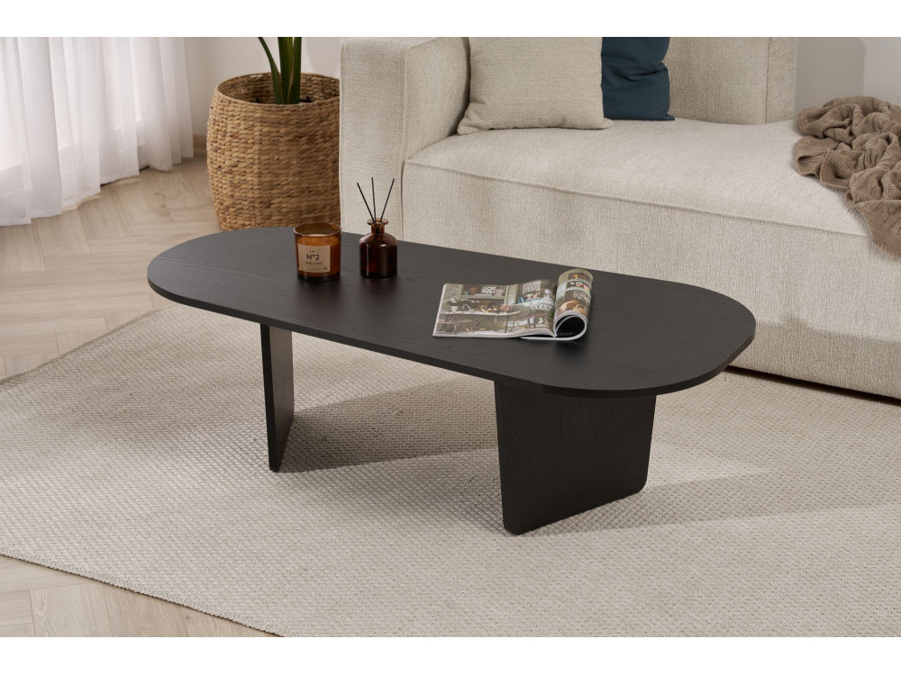 Tavolino da caffè in legno "Ovalis" - 130 x 65 x 40 cm - Legno nero