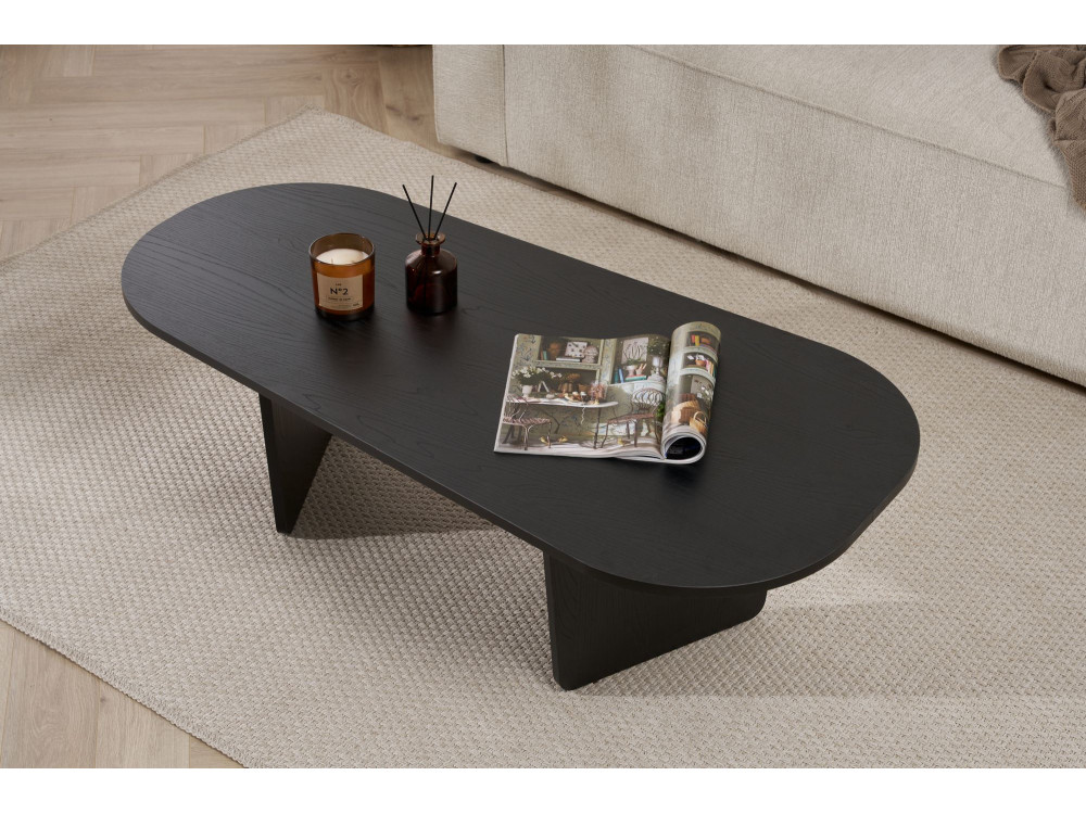 Tavolino da caffè in legno "Ovalis" - 130 x 65 x 40 cm - Legno nero