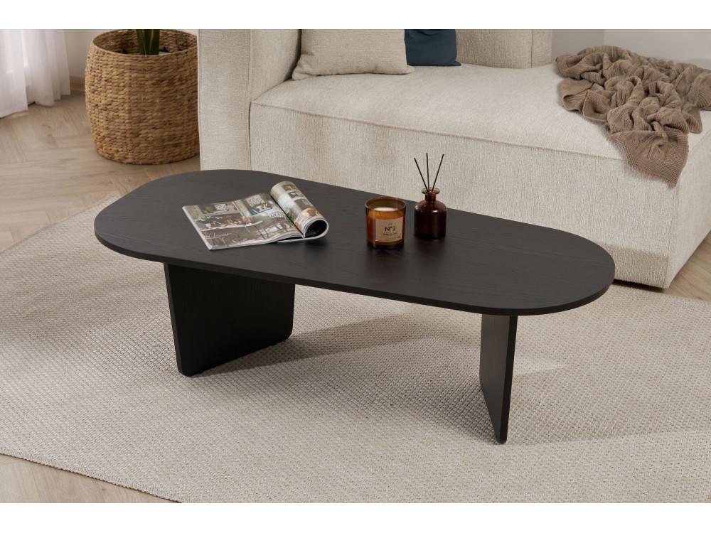 Tavolino da caffè in legno "Ovalis" - 130 x 65 x 40 cm - Legno nero