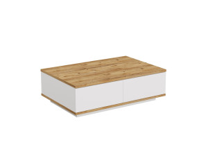 Tavolino da caffè in legno "FR14" - 90 x 60 x 28 cm - Pino Atlantico Bianco