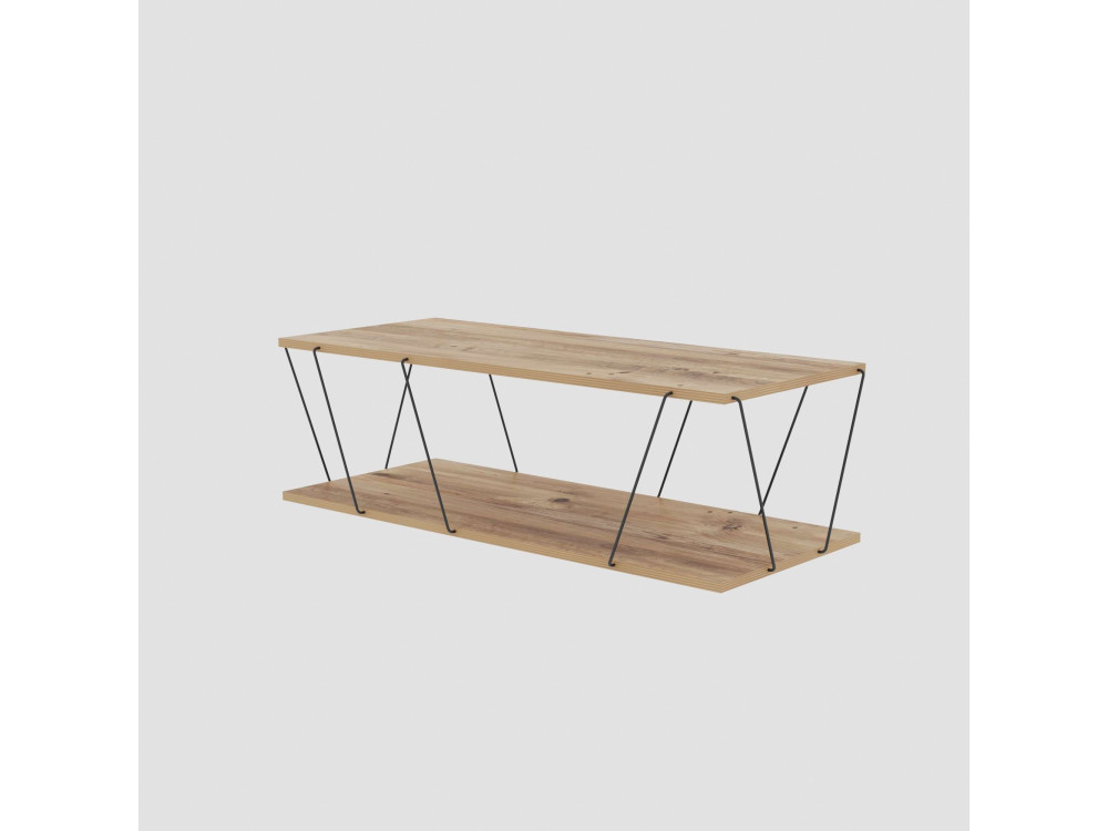 Tavolino da caffè in legno Zisino - 120 x 50 x 30 cm - Pino