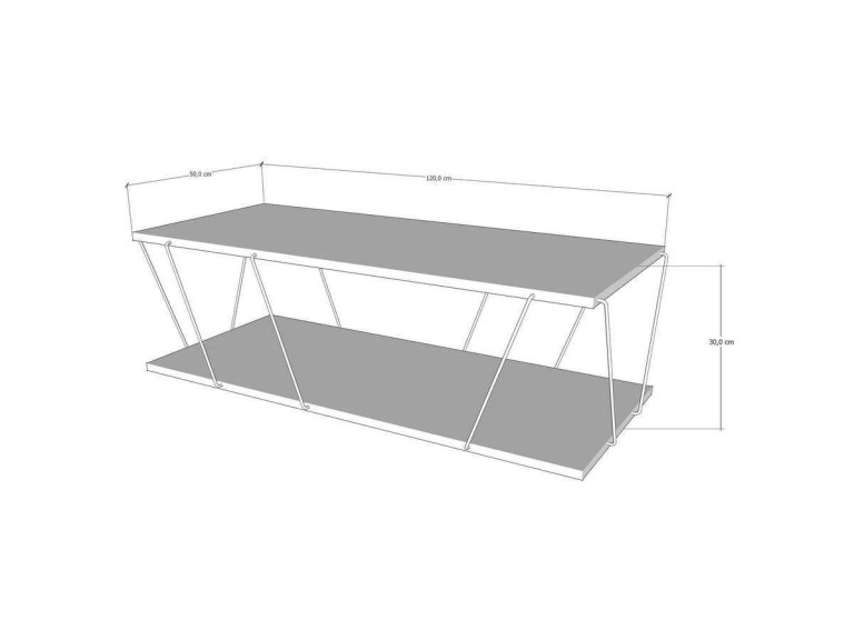 Tavolino da caffè in legno Zisino - 120 x 50 x 30 cm - Antracite
