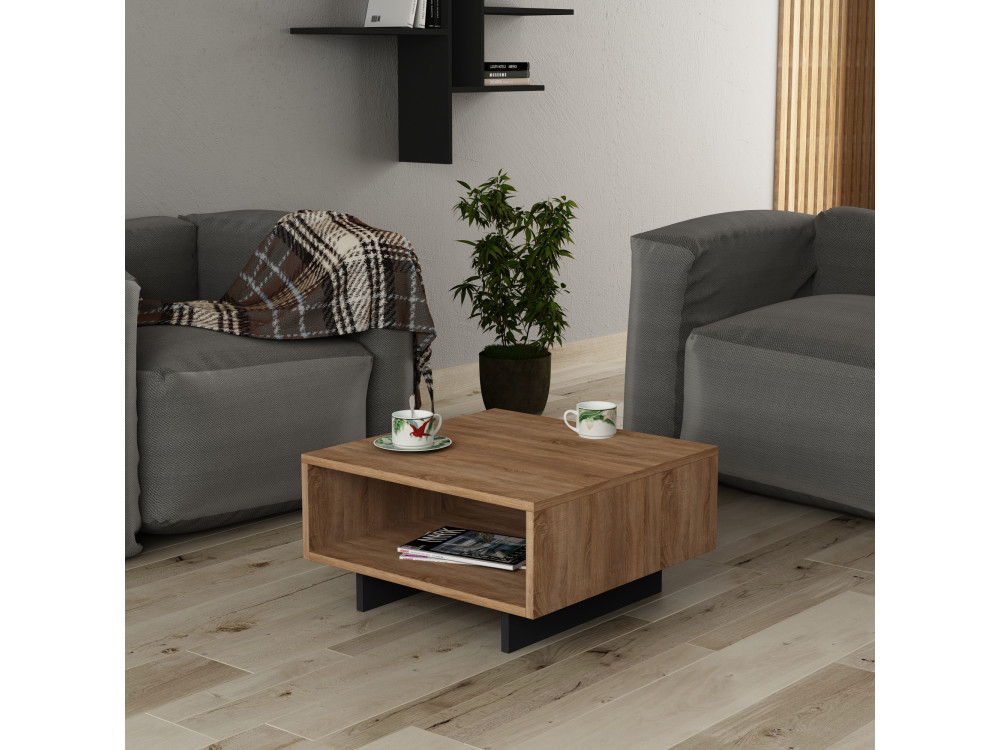 Tavolino da caffè in legno "Hola" - 60 x 60 x 32 cm - Rovere antracite