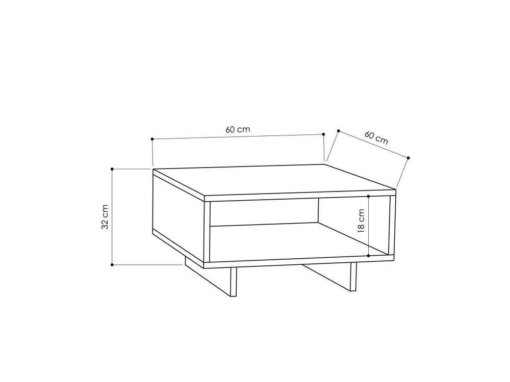 Tavolino da caffè in legno "Hola" - 60 x 60 x 32 cm - Rovere antracite