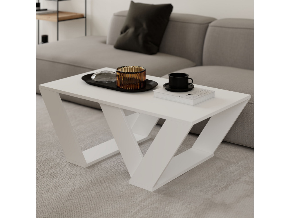 Tavolino da caffè in legno "Pipra" - 110 x 60 x 40 cm - Bianco