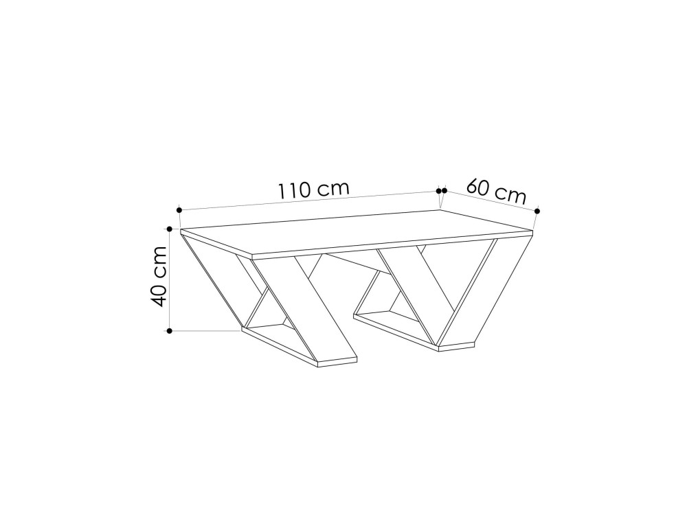 Tavolino da caffè in legno "Pipra" - 110 x 60 x 40 cm - Bianco
