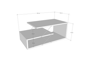 Tavolino da caffè in legno "Cayenne" - 100 x 50 x 40 cm - Bianco