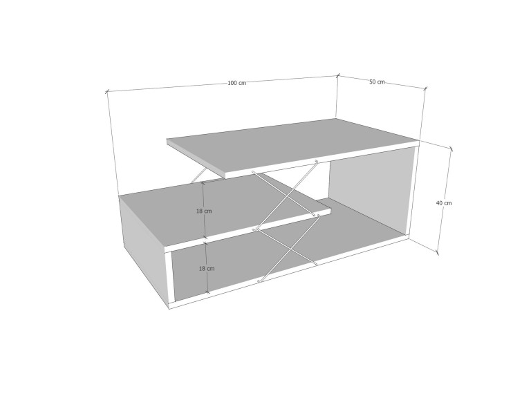 Tavolino da caffè in legno "Cayenne" - 100 x 50 x 40 cm - Bianco