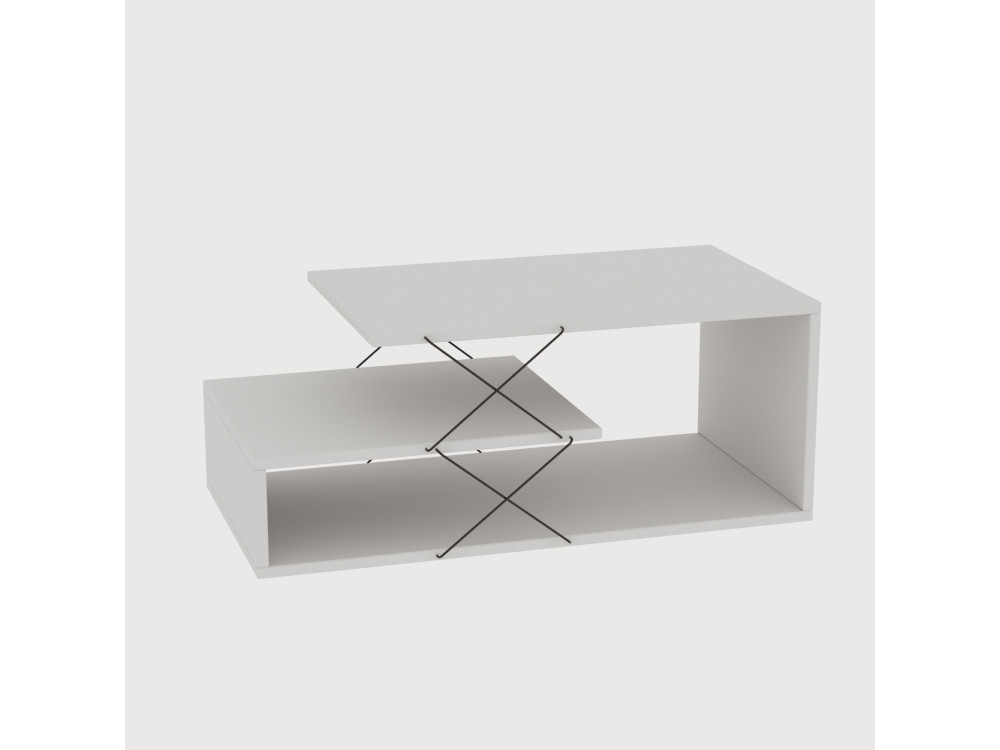Tavolino da caffè in legno "Cayenne" - 100 x 50 x 40 cm - Bianco