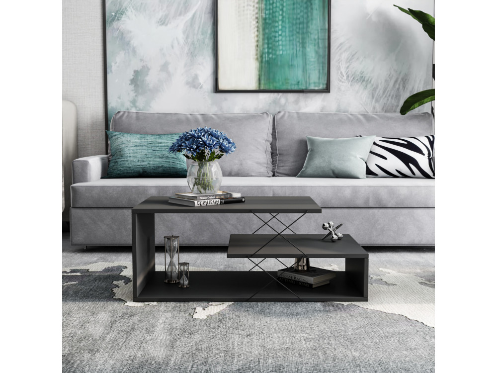 Tavolino in legno "Cayenne" - 100 x 50 x 40 cm - Grigio antracite