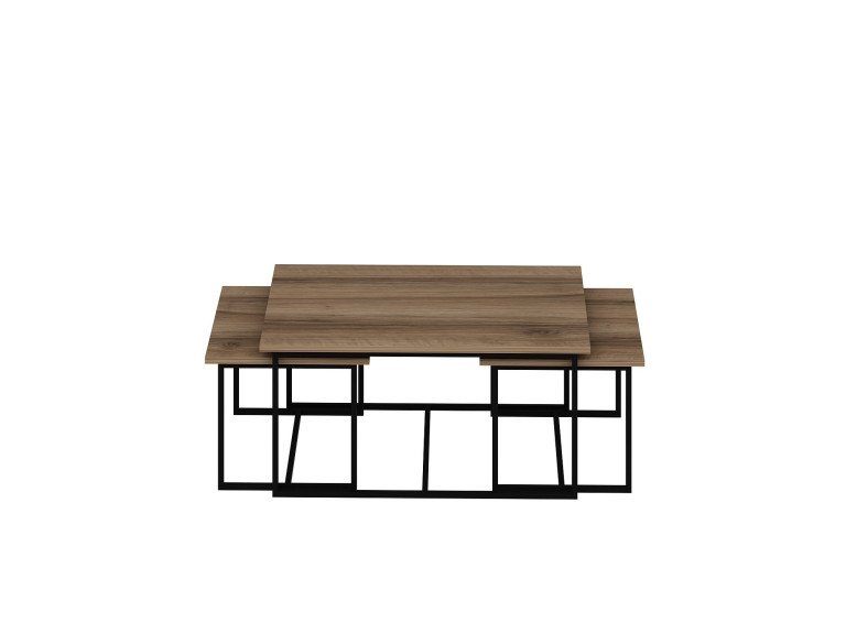 Tavolo gigogne (3 pezzi) in legno "Levada" - 90 x 60 x 42 cm - Noyer