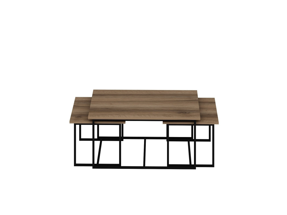 Tavolo gigogne (3 pezzi) in legno "Levada" - 90 x 60 x 42 cm - Noyer