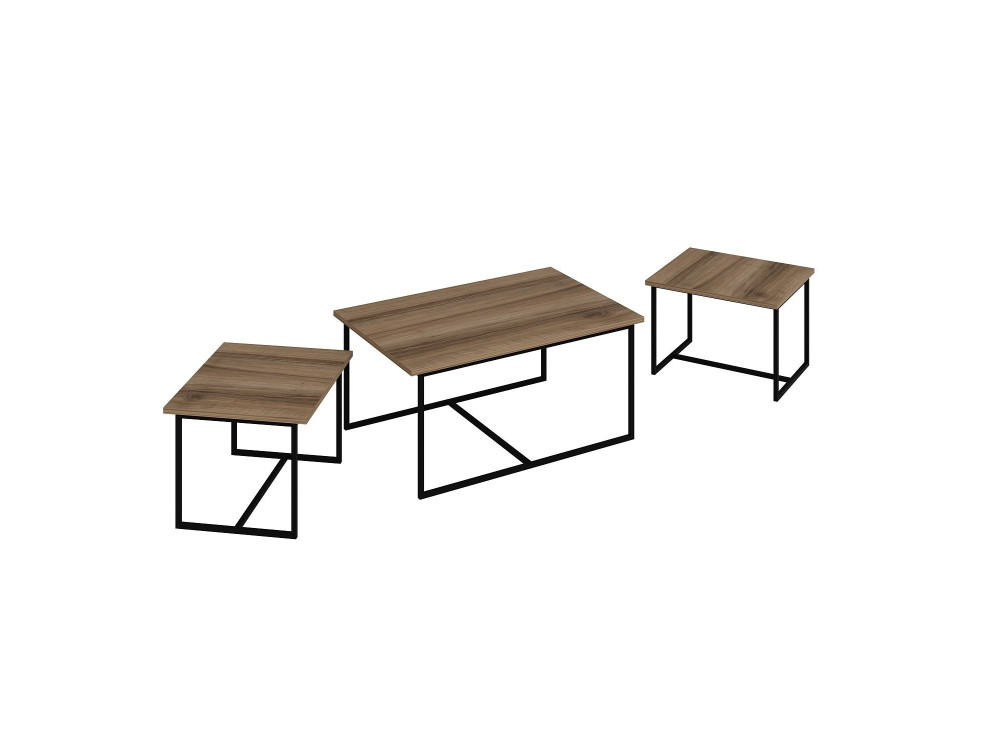Tavolo gigogne (3 pezzi) in legno "Levada" - 90 x 60 x 42 cm - Noyer