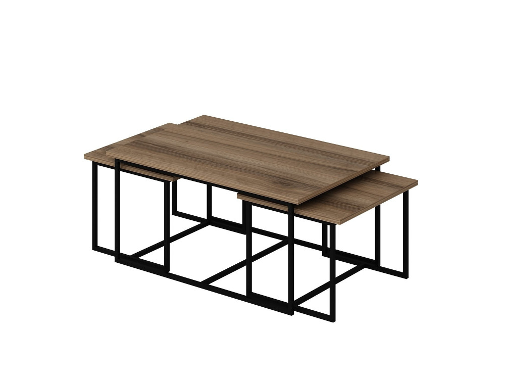 Tavolo gigogne (3 pezzi) in legno "Levada" - 90 x 60 x 42 cm - Noyer