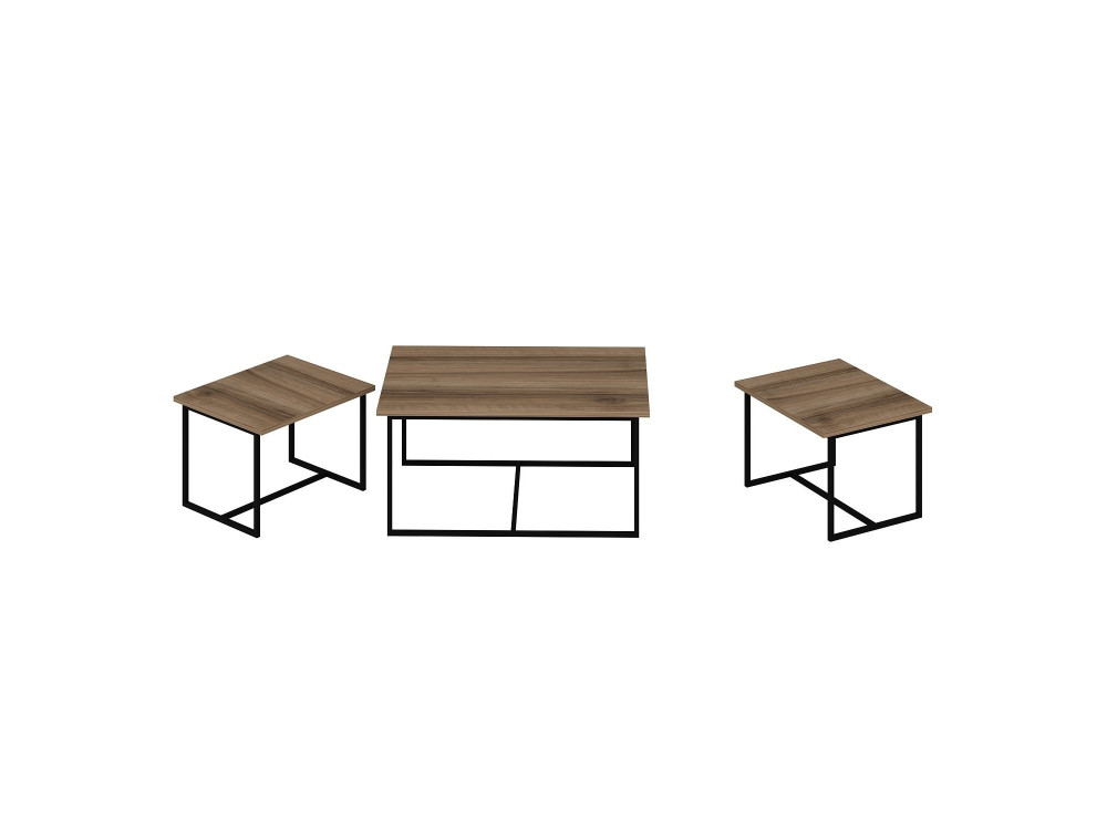 Tavolo gigogne (3 pezzi) in legno "Levada" - 90 x 60 x 42 cm - Noyer