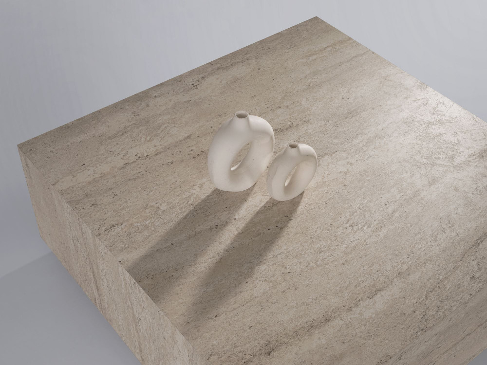 Tavolino da caffè in legno "Lizbon" - 90 x 90 x 35 cm - Travertino