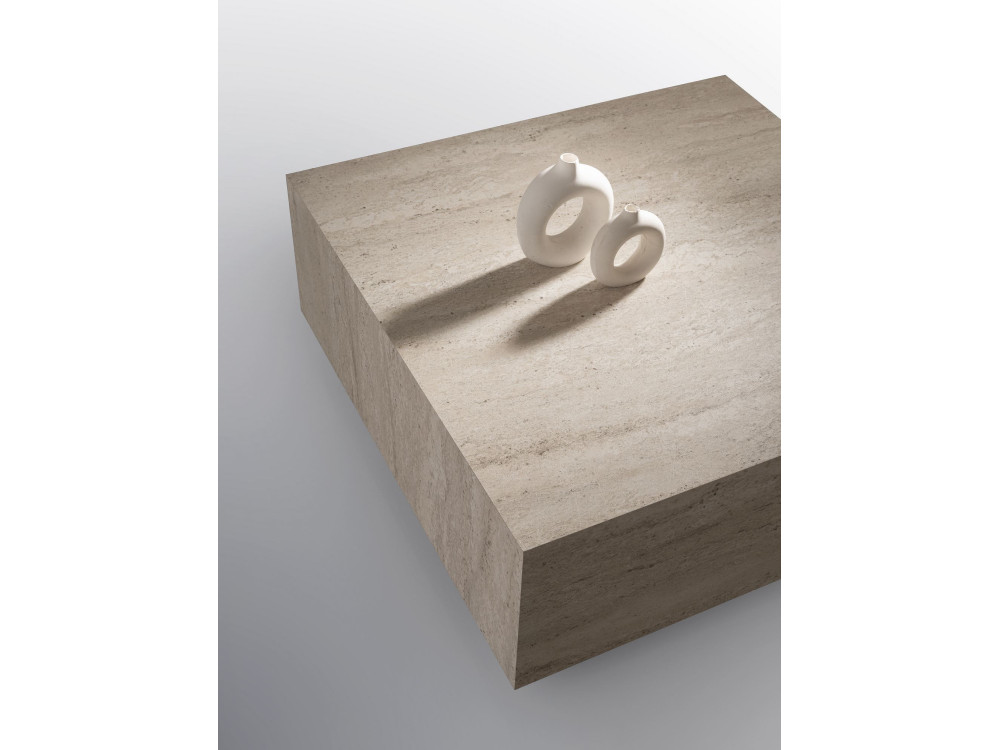 Tavolino da caffè in legno "Lizbon" - 90 x 90 x 35 cm - Travertino