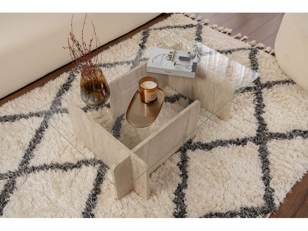 Tavolino in legno "Flavio" - 105 x 65 x 30 cm - Travertino