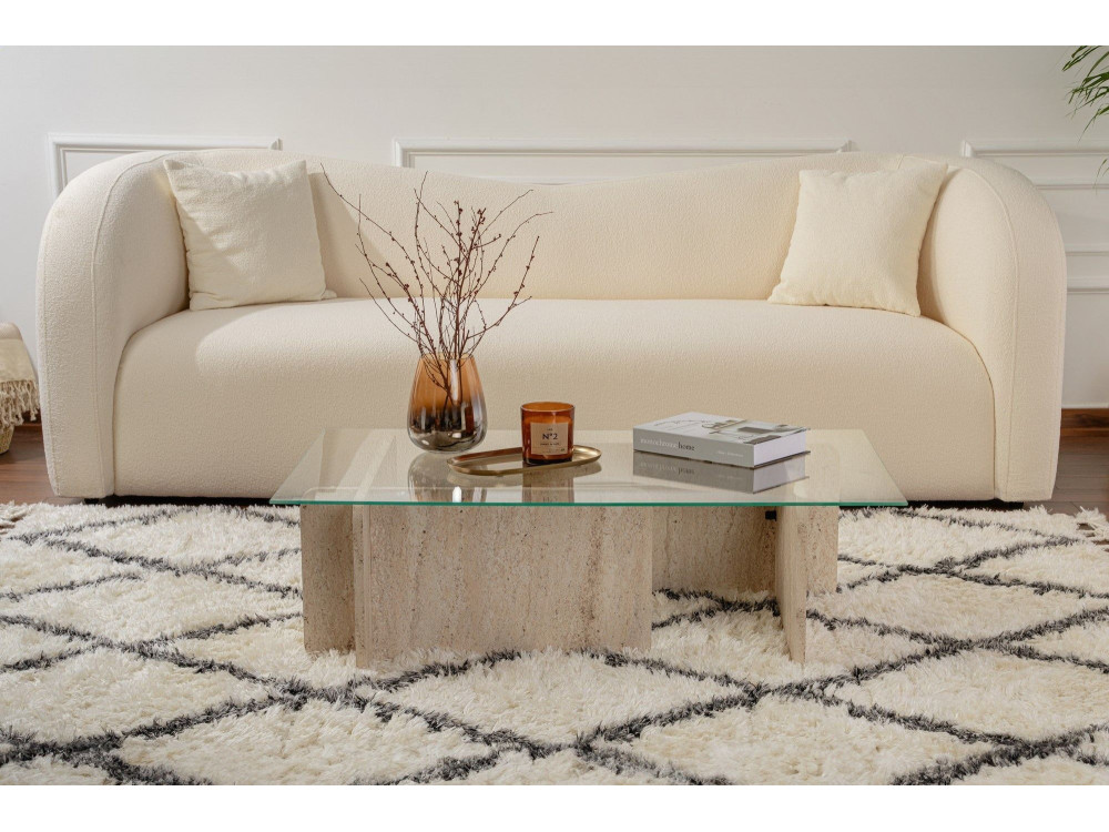 Tavolino in legno "Flavio" - 105 x 65 x 30 cm - Travertino
