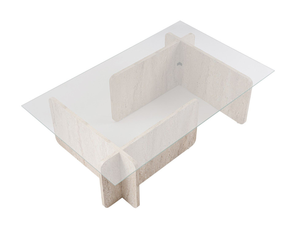 Tavolino in legno "Flavio" - 105 x 65 x 30 cm - Travertino