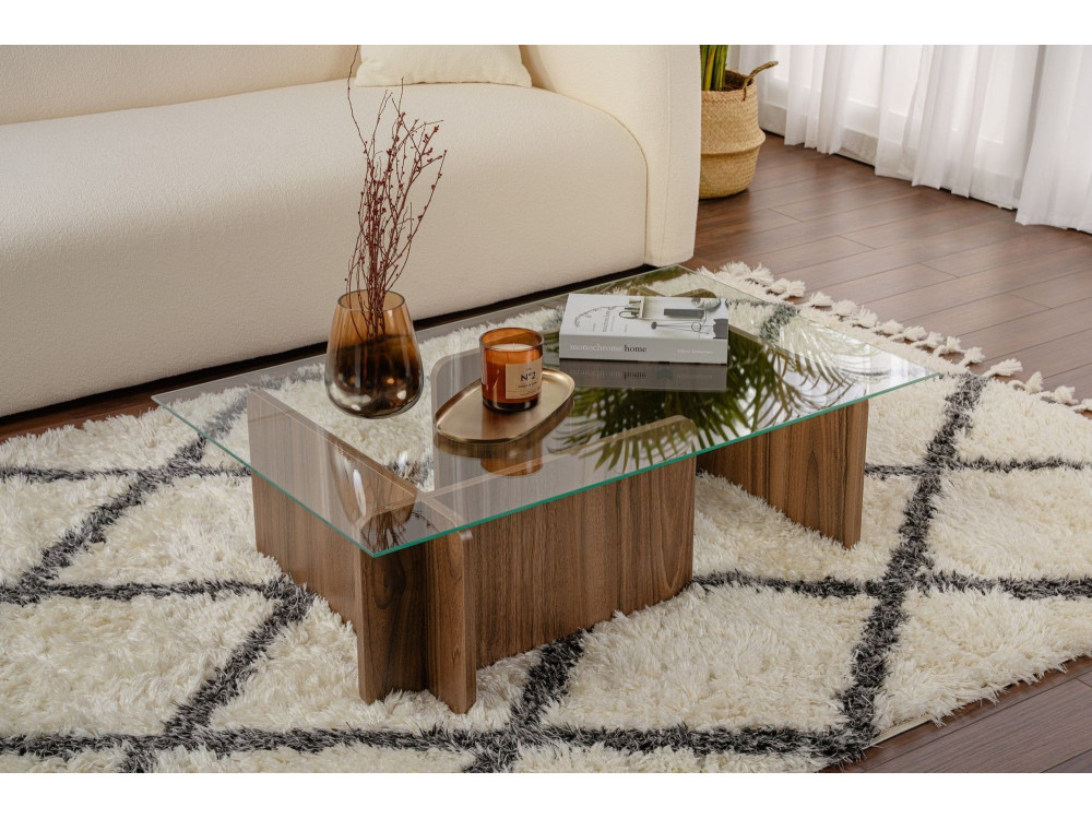 Tavolino in legno "Flavio" - 105 x 65 x 30 cm - Noce