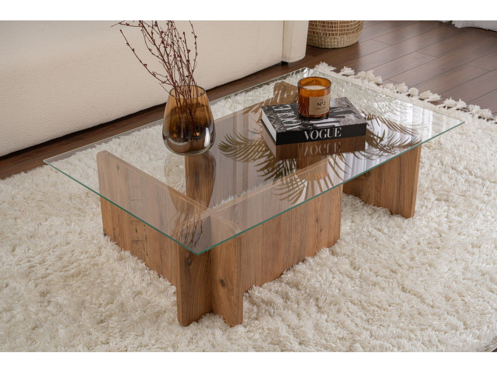 Tavolino da caffè in legno "Flavio" - 105 x 65 x 30 cm - Pino atlantico