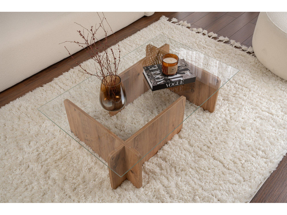 Tavolino da caffè in legno "Flavio" - 105 x 65 x 30 cm - Pino atlantico