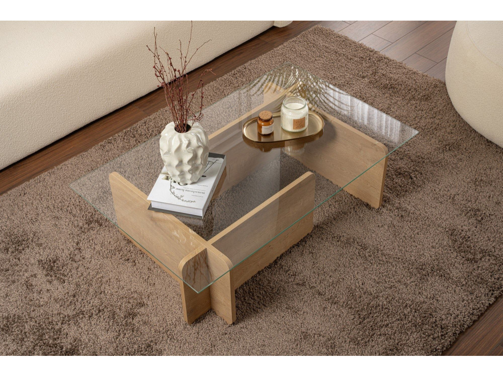 Tavolino da caffè in legno "Flavio" - 105 x 65 x 30 cm - Rovere