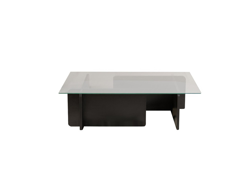 Tavolino in vetro "Flavio" 105 x 65 x 30 cm - Legno nero