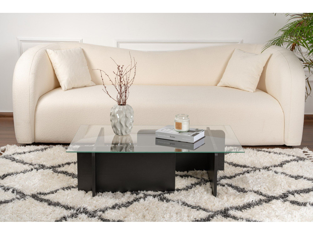 Tavolino in vetro "Flavio" 105 x 65 x 30 cm - Legno nero