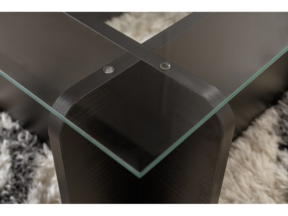 Tavolino in vetro "Flavio" 105 x 65 x 30 cm - Legno nero