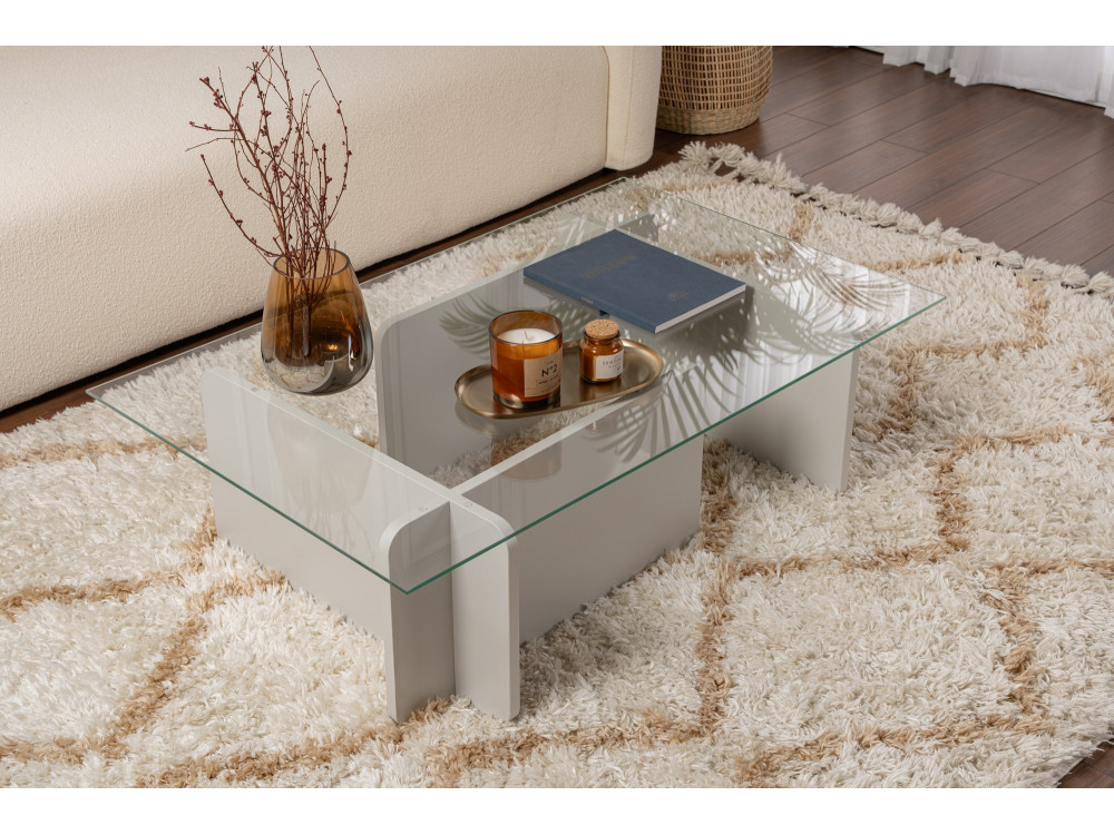 Tavolino in vetro "Flavio" 105 x 65 x 30 cm - Grigio
