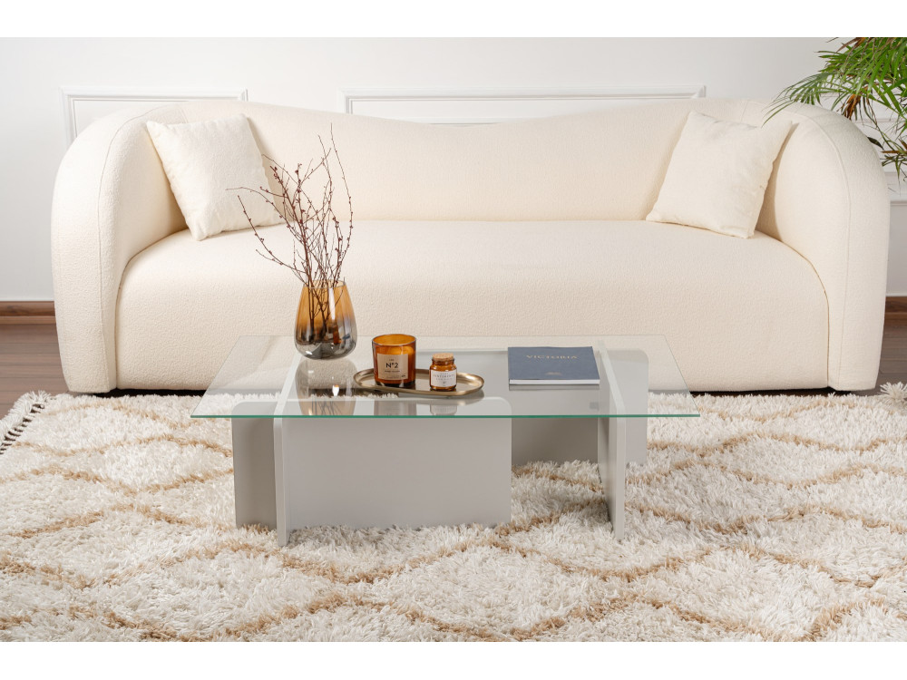 Tavolino in vetro "Flavio" 105 x 65 x 30 cm - Grigio